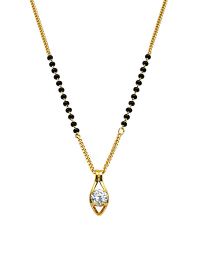 Gold Plated Solitaire Diamond Short Mangalsutra Design Necklace