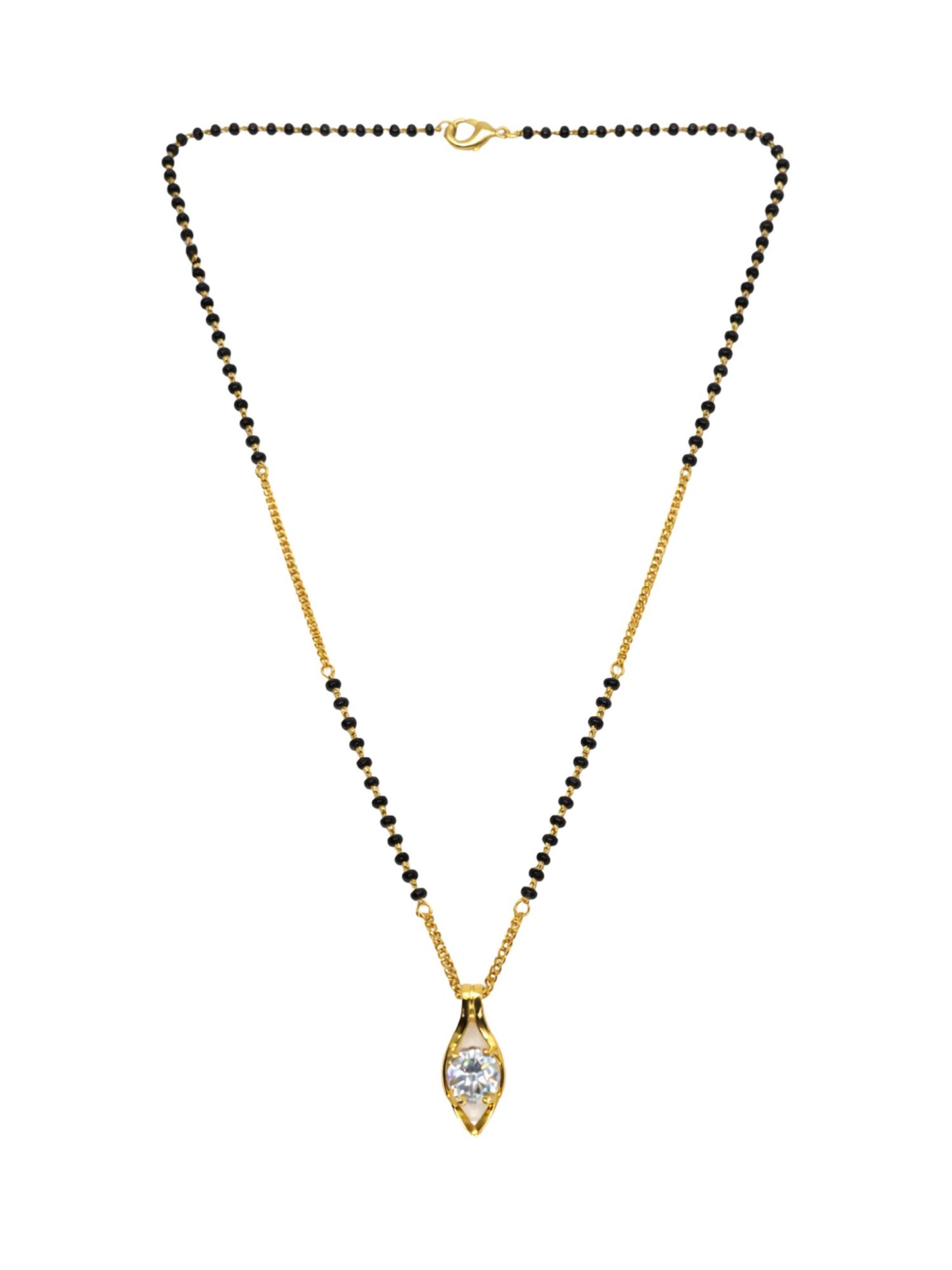 Gold Plated Solitaire Diamond Short Mangalsutra Design Necklace