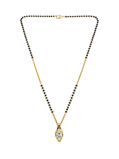 Gold Plated Solitaire Diamond Short Mangalsutra Design Necklace