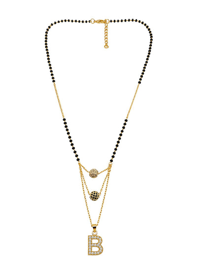 A-Z Letter With Black & White AD Ball Pendant Short Mangalsutra Name Mangalsutra
