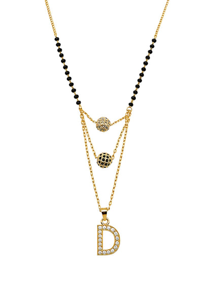 A-Z Letter With Black & White AD Ball Pendant Short Mangalsutra Name Mangalsutra
