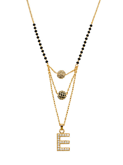 A-Z Letter With Black & White AD Ball Pendant Short Mangalsutra Name Mangalsutra