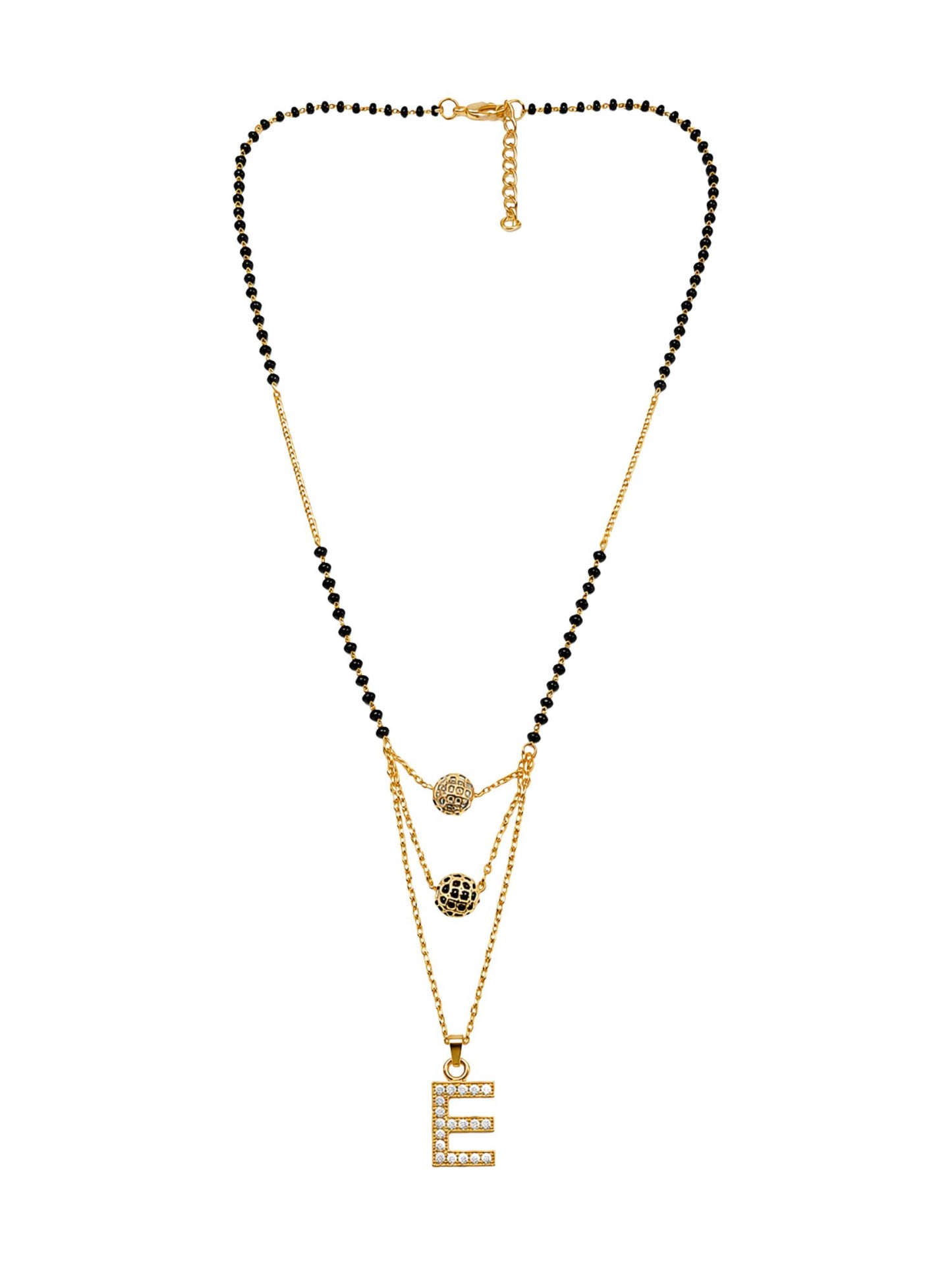 A-Z Letter With Black & White AD Ball Pendant Short Mangalsutra Name Mangalsutra