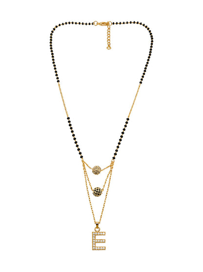 A-Z Letter With Black & White AD Ball Pendant Short Mangalsutra Name Mangalsutra