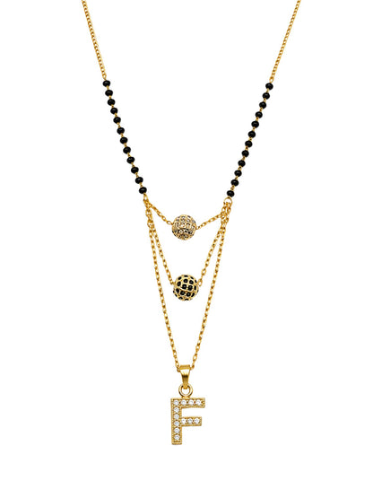 A-Z Letter With Black & White AD Ball Pendant Short Mangalsutra Name Mangalsutra