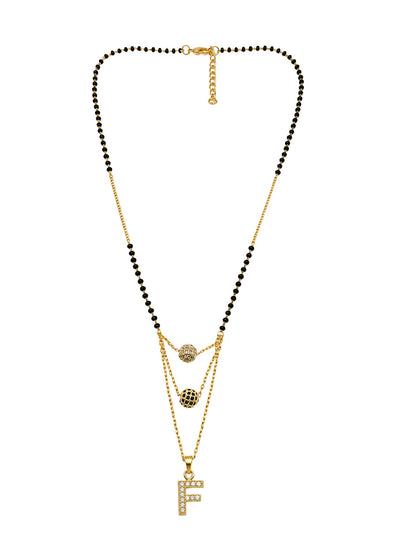 A-Z Letter With Black & White AD Ball Pendant Short Mangalsutra Name Mangalsutra