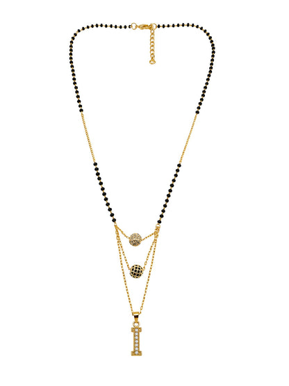 A-Z Letter With Black & White AD Ball Pendant Short Mangalsutra Name Mangalsutra