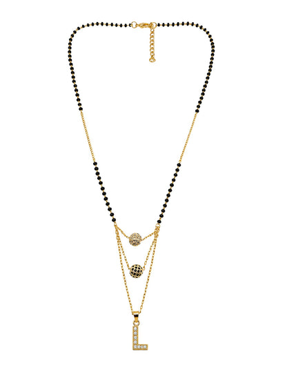 A-Z Letter With Black & White AD Ball Pendant Short Mangalsutra Name Mangalsutra