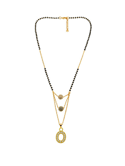 A-Z Letter With Black & White AD Ball Pendant Short Mangalsutra Name Mangalsutra