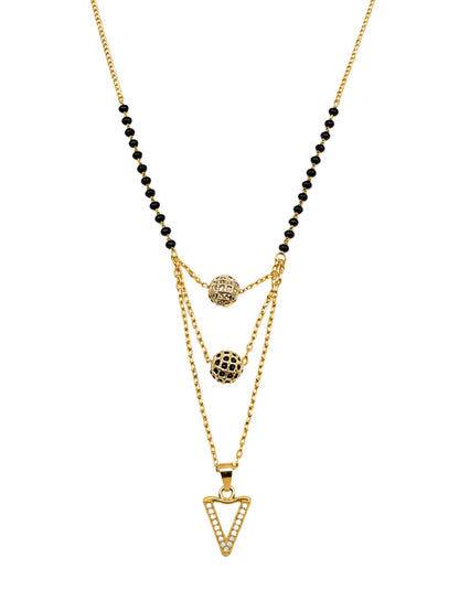 A-Z Letter With Black & White AD Ball Pendant Short Mangalsutra Name Mangalsutra
