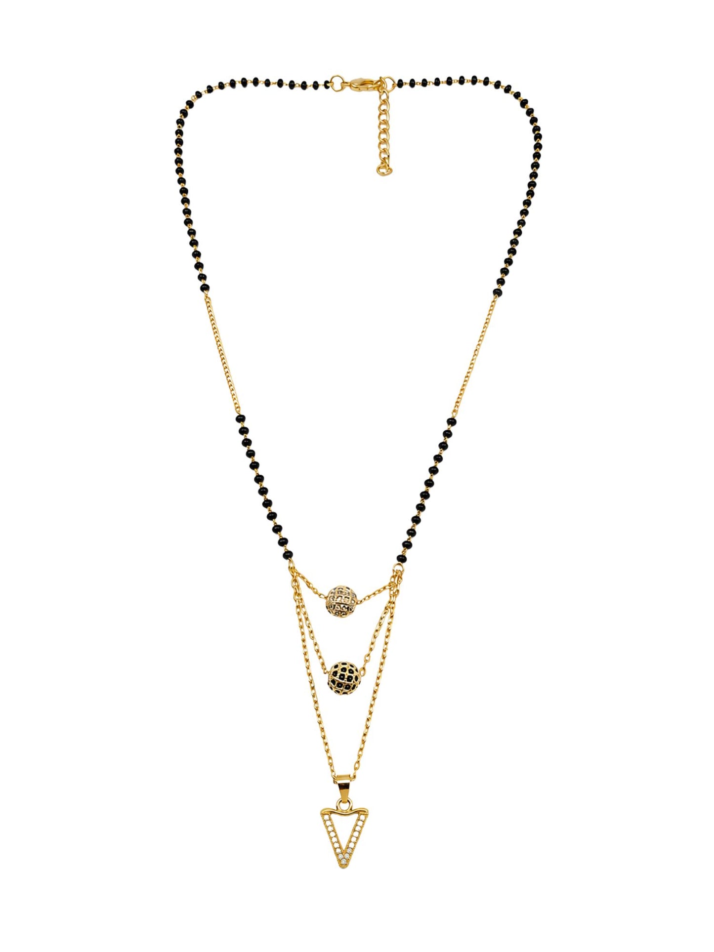 A-Z Letter With Black & White AD Ball Pendant Short Mangalsutra Name Mangalsutra