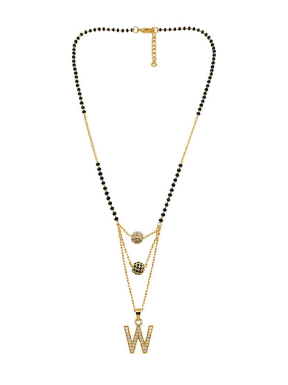 A-Z Letter With Black & White AD Ball Pendant Short Mangalsutra Name Mangalsutra