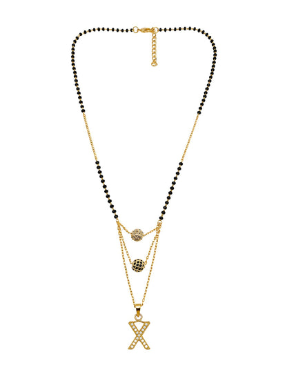 A-Z Letter With Black & White AD Ball Pendant Short Mangalsutra Name Mangalsutra