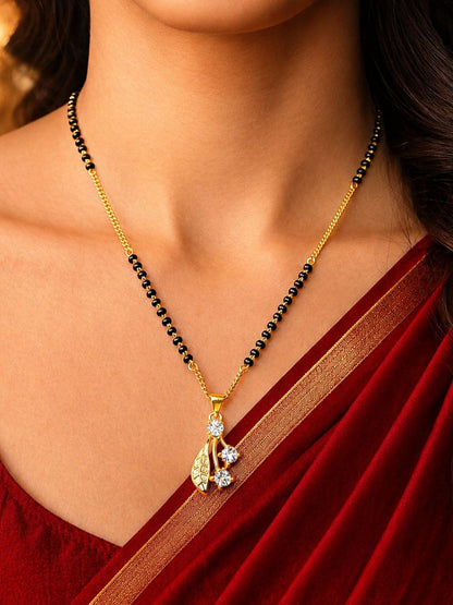 Leaf AD Pendant Short Mangalsutra Design for Women