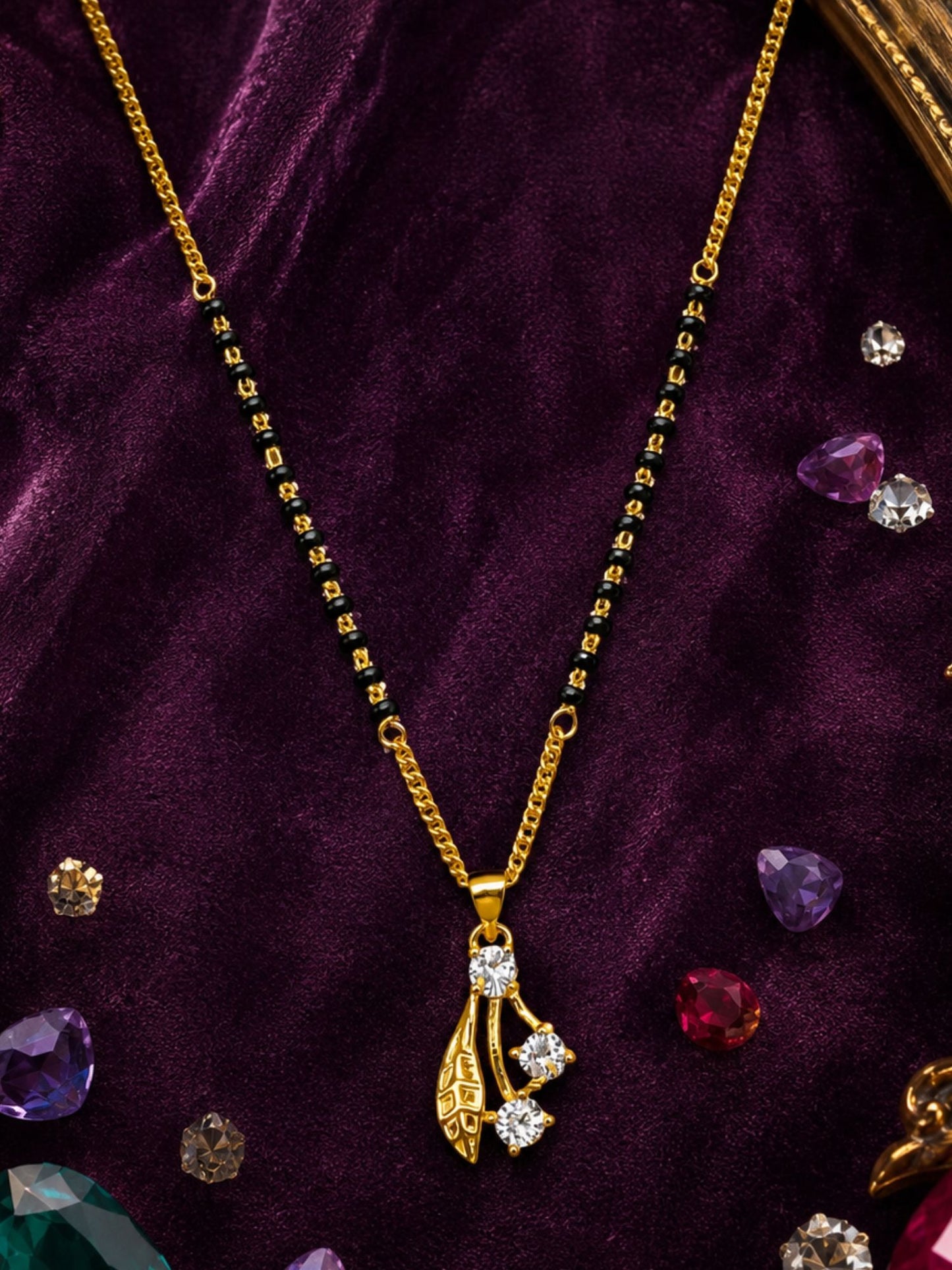 Leaf AD Pendant Short Mangalsutra Design for Women