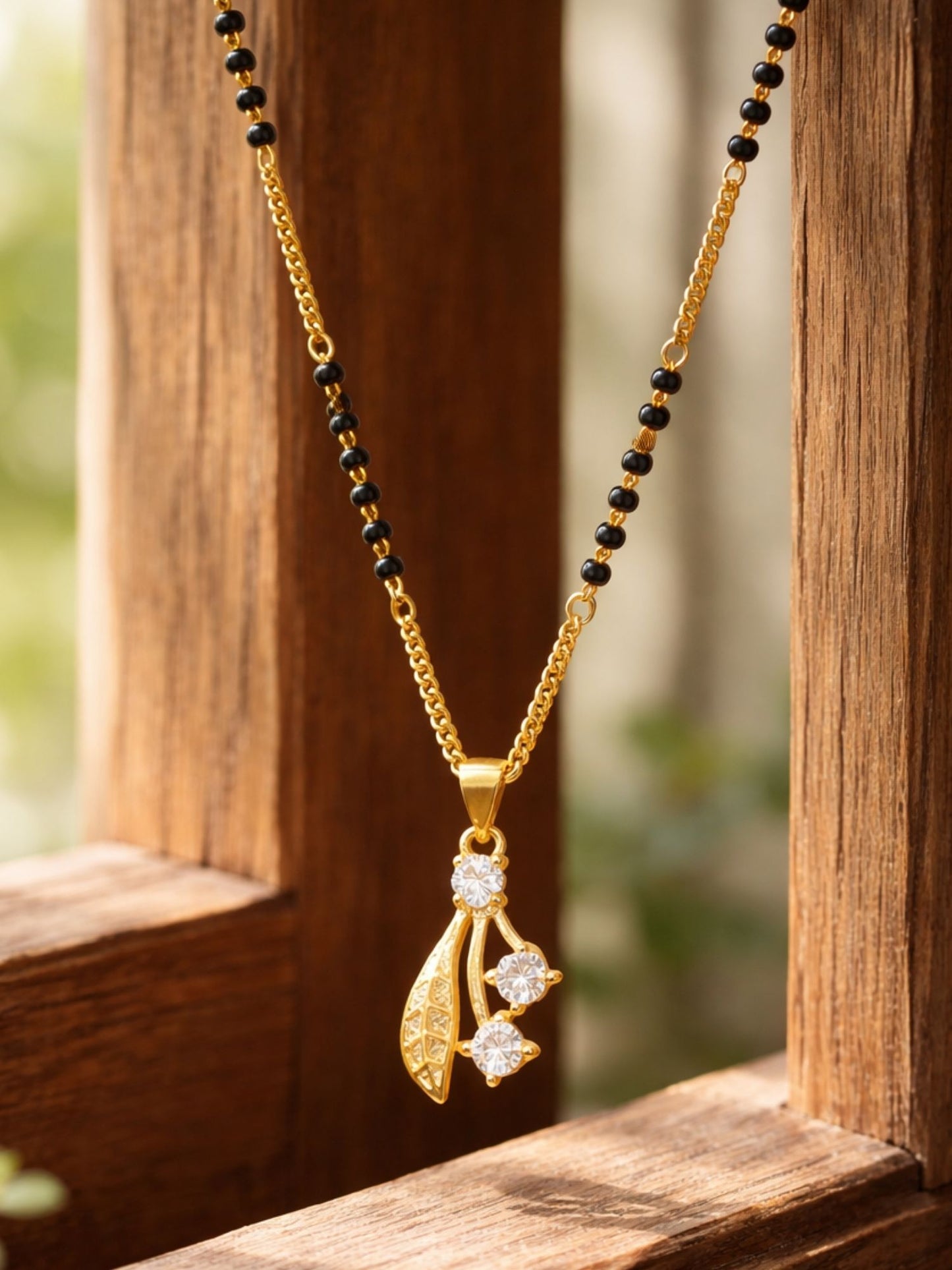 Leaf AD Pendant Short Mangalsutra Design for Women
