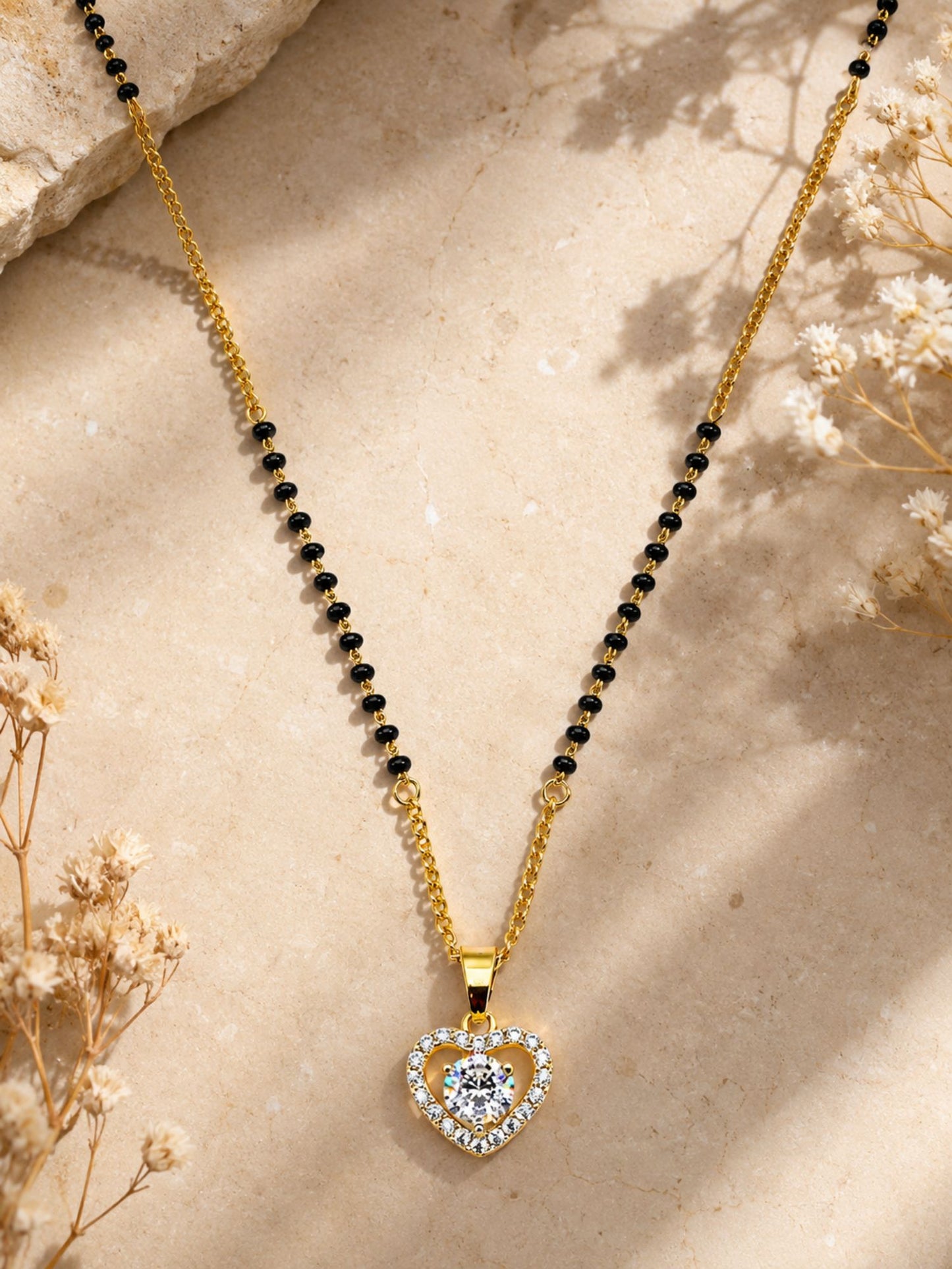 Heart AD Pendant Short Mangalsutra Design for Her.