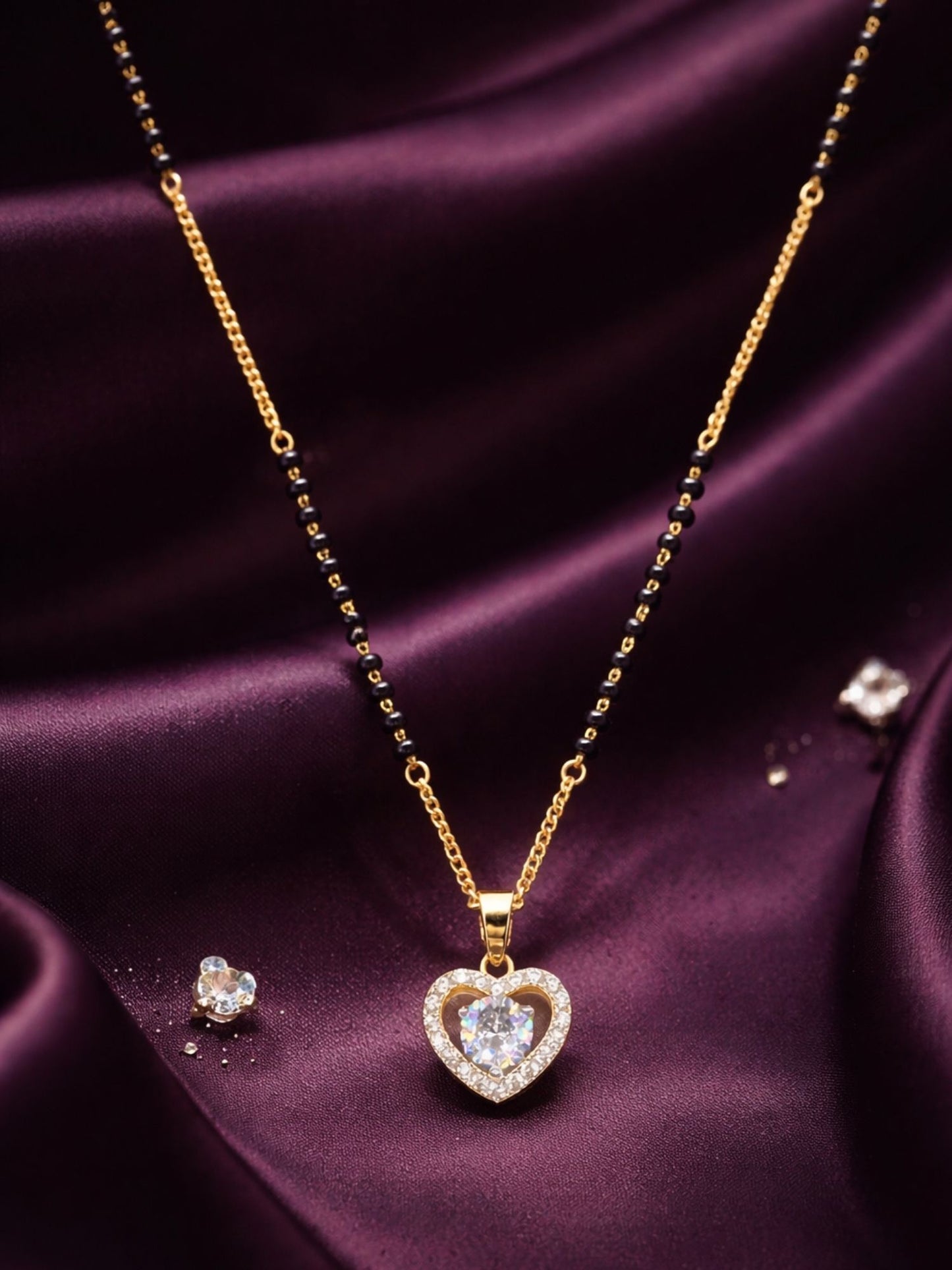 Heart AD Pendant Short Mangalsutra Design for Her.