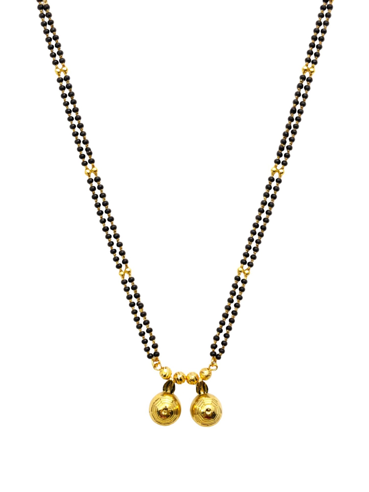 Long Mangalsutra Design with 2 Gold Vati Pendants.
