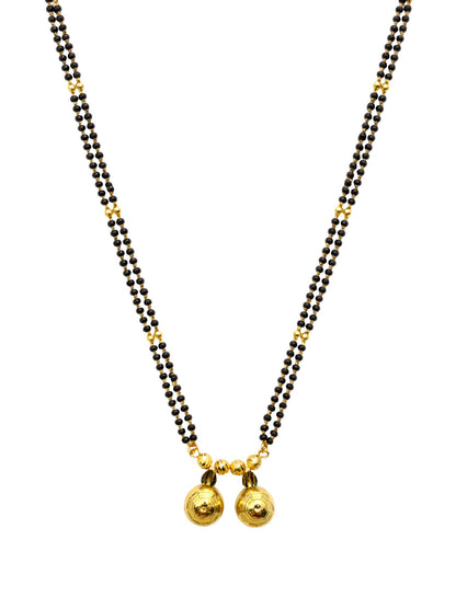 Long Mangalsutra Design with 2 Gold Vati Pendants.