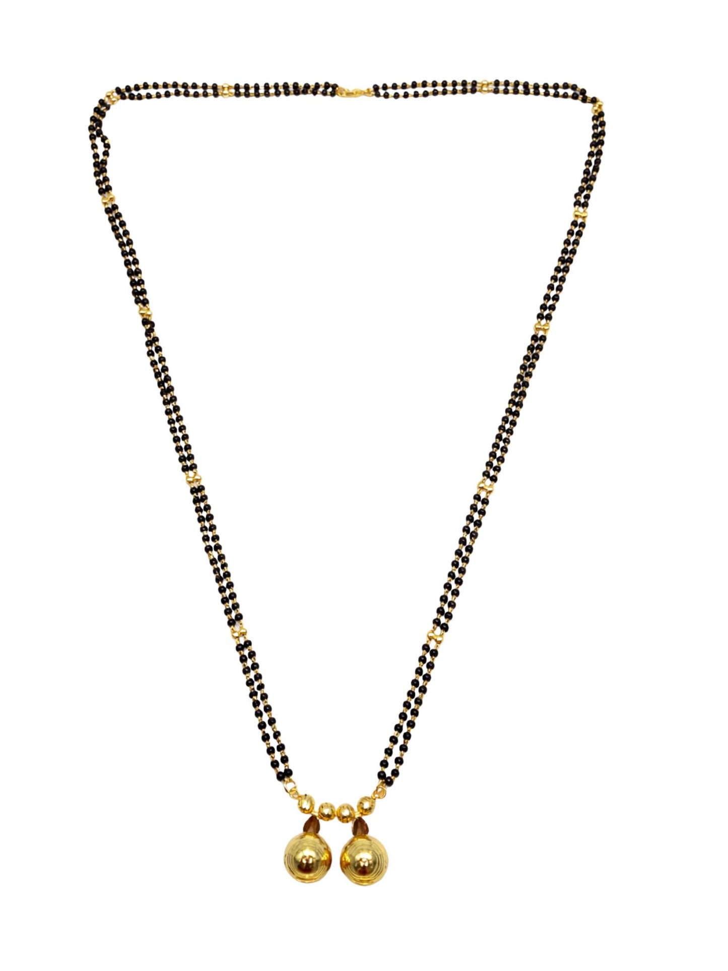 Long Mangalsutra Design with 2 Gold Vati Pendants.
