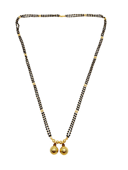 Long Mangalsutra Design with 2 Gold Vati Pendants.