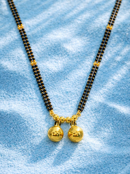 Long Mangalsutra Design with 2 Gold Vati Pendants.