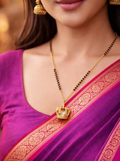 Crown Pendant Short Mangalsutra Design for Women