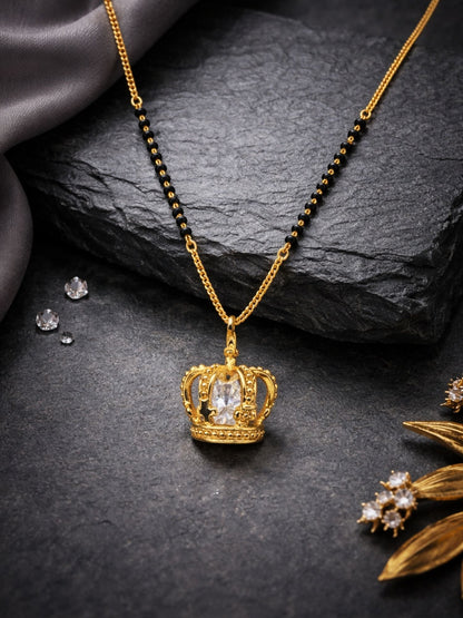 Crown Pendant Short Mangalsutra Design for Women