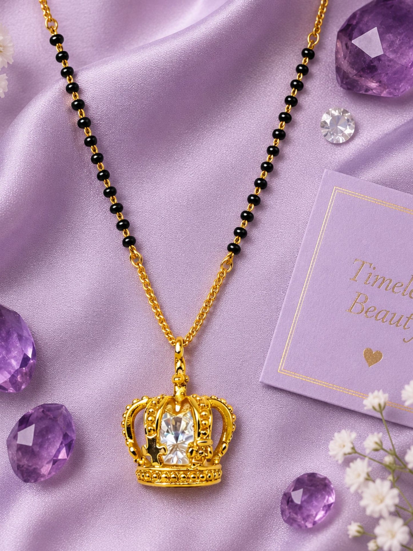 Crown Pendant Short Mangalsutra Design for Women