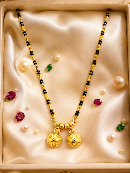 Two Vati Long Mangalsutra Design with Black Gold Beads.