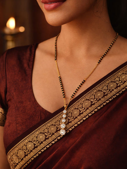 Short Mangalsutra Designs with Diamond Pendant