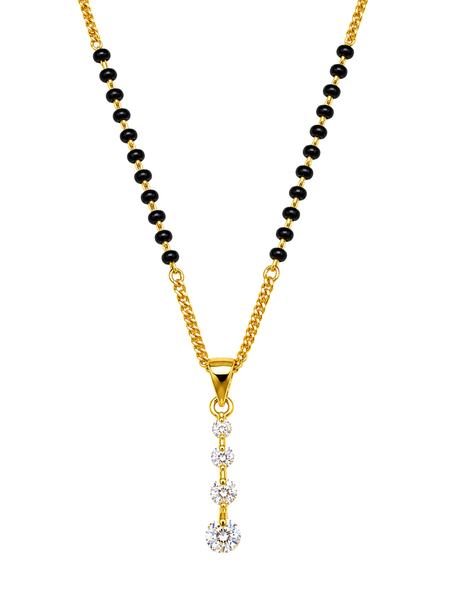 Short Mangalsutra Designs with Diamond Pendant