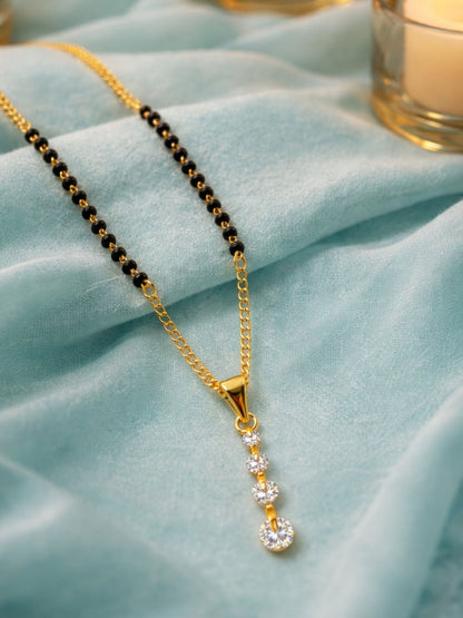 Short Mangalsutra Designs with Diamond Pendant