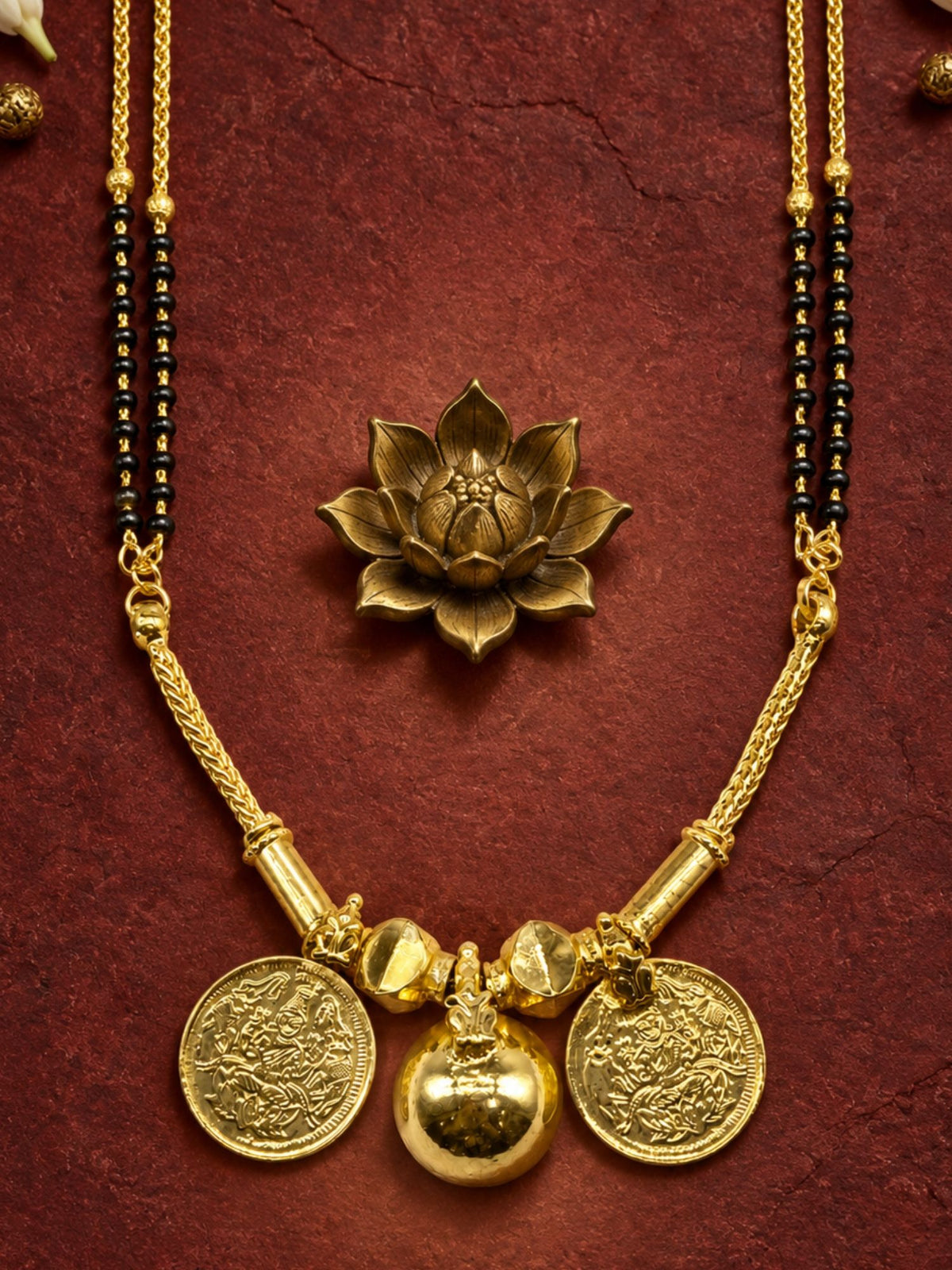 South Indian Coin Mangalsutra with Dual Black Bead