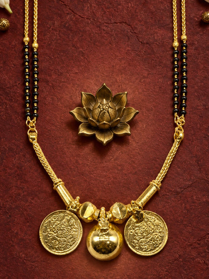 South Indian Coin Mangalsutra with Dual Black Bead