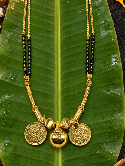 South Indian Coin Mangalsutra with Dual Black Bead