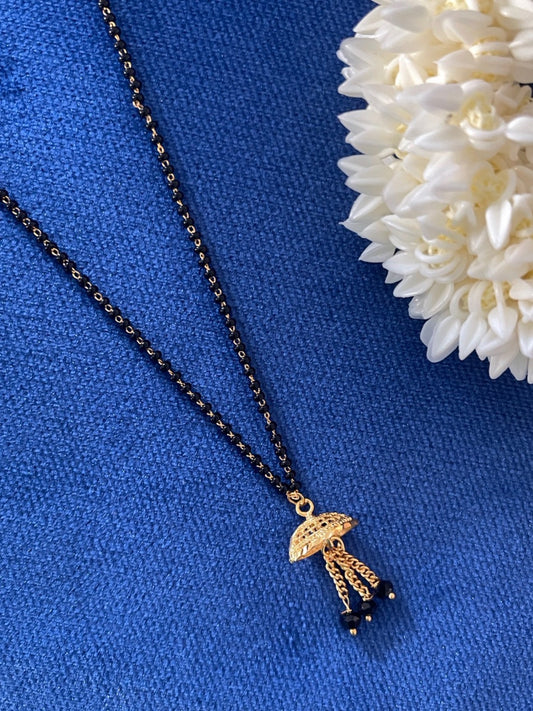 Short Mangalsutra Designs Gold Plated Latest Latkan Pendant Traditional Black Beads Mangalsutra