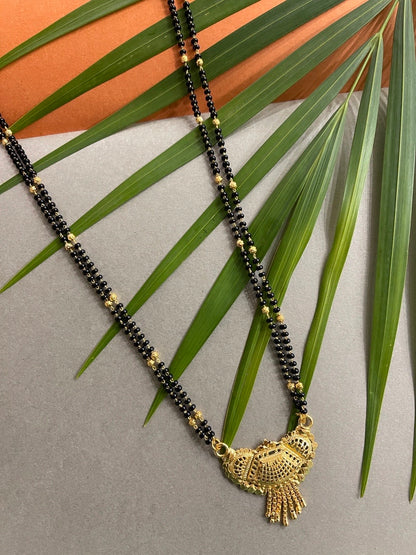 Long Mangalsutra Designs Gold Plated Latest Pendant 2 Line Mangalsutra