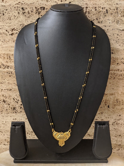 Long Mangalsutra Designs Gold Plated Latest Pendant 2 Line Mangalsutra