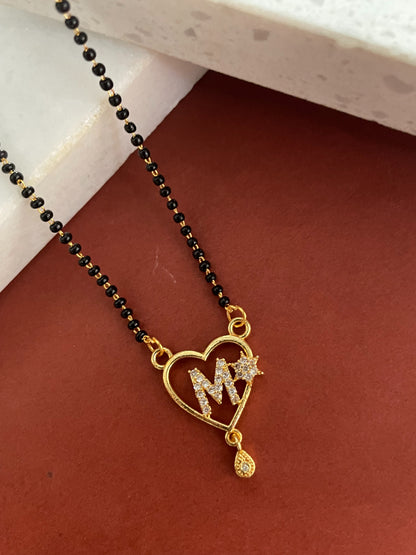 Short Mangalsutra Designs Husband Initial Custom Alphabet