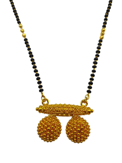 Gold Plated Maharashtrian Long Mangalsutra Gold Vati Pendant Black Bead Chain