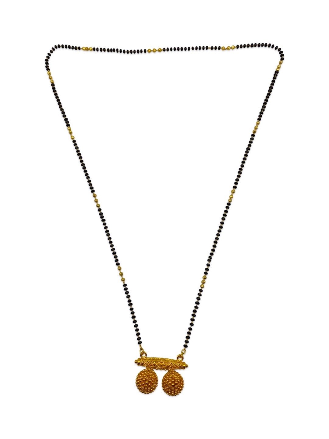 Gold Plated Maharashtrian Long Mangalsutra Gold Vati Pendant Black Bead Chain