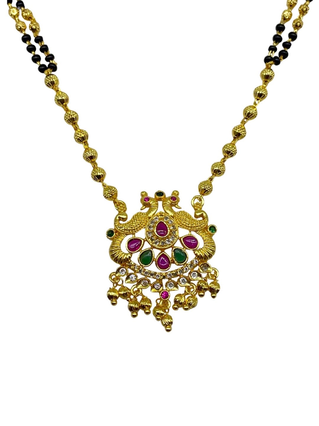 Short American Diamond Mangalsutra Peacock Pendant