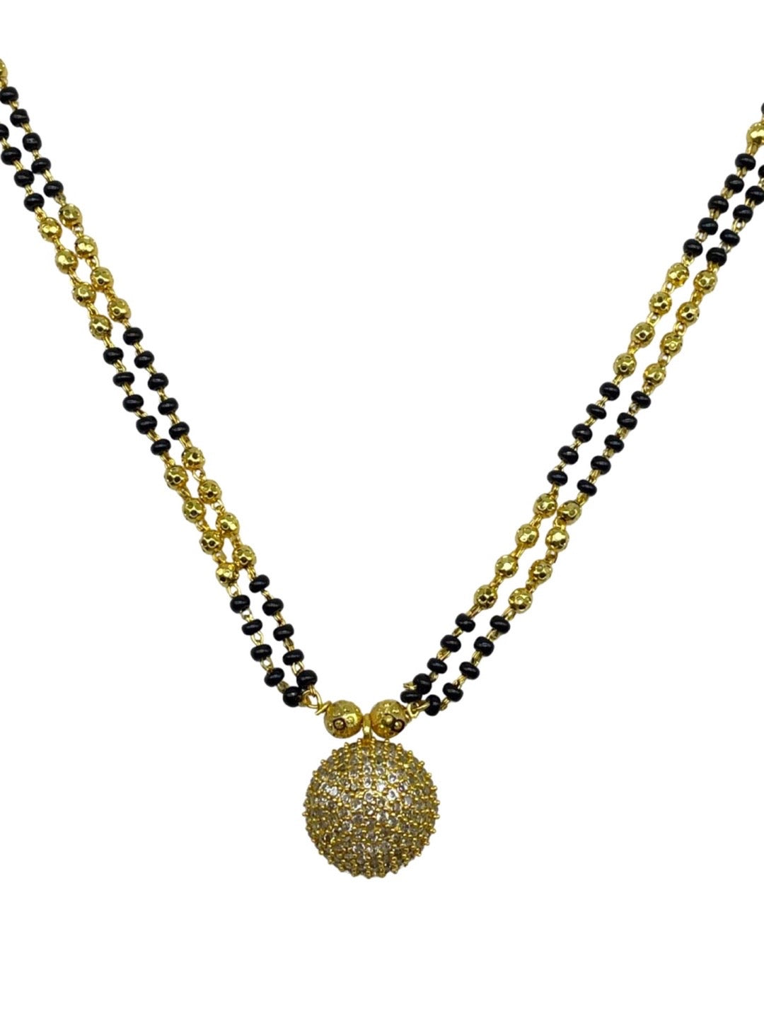 Short  American Diamond Mangalsutra Round Pendant