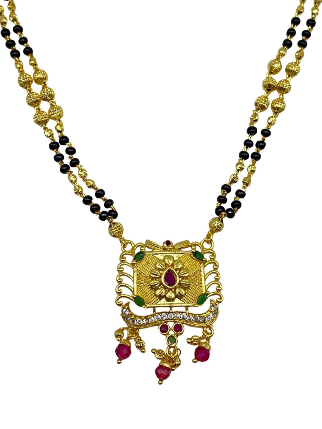 American Diamond Mangalsutra Multi Stone Flower Design