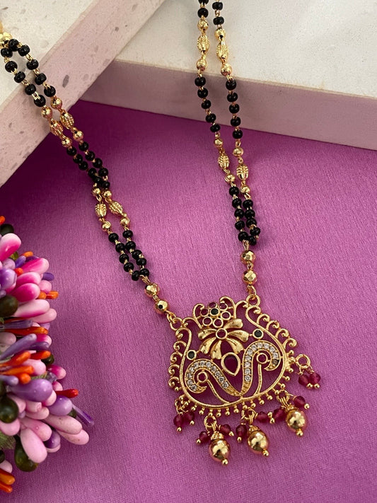 Fancy  American Diamond Mangalsutra Flower Pendant