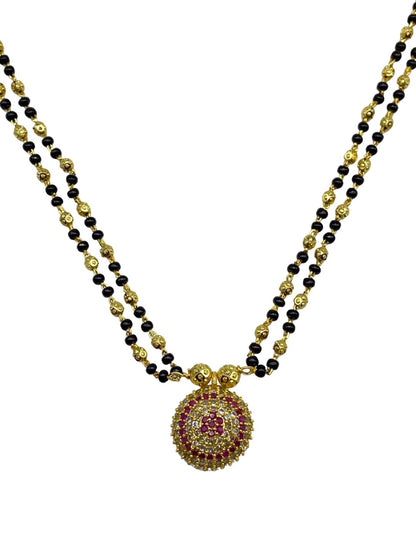 American Diamond Mangalsutra Multi Stone Round Pendant