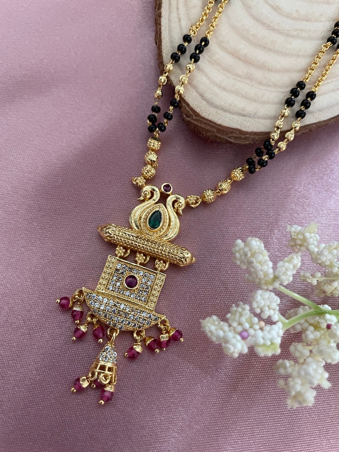 Fancy  American Diamond Mangalsutra Peacock Pendant