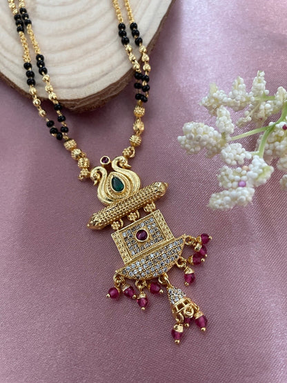 Fancy  American Diamond Mangalsutra Peacock Pendant